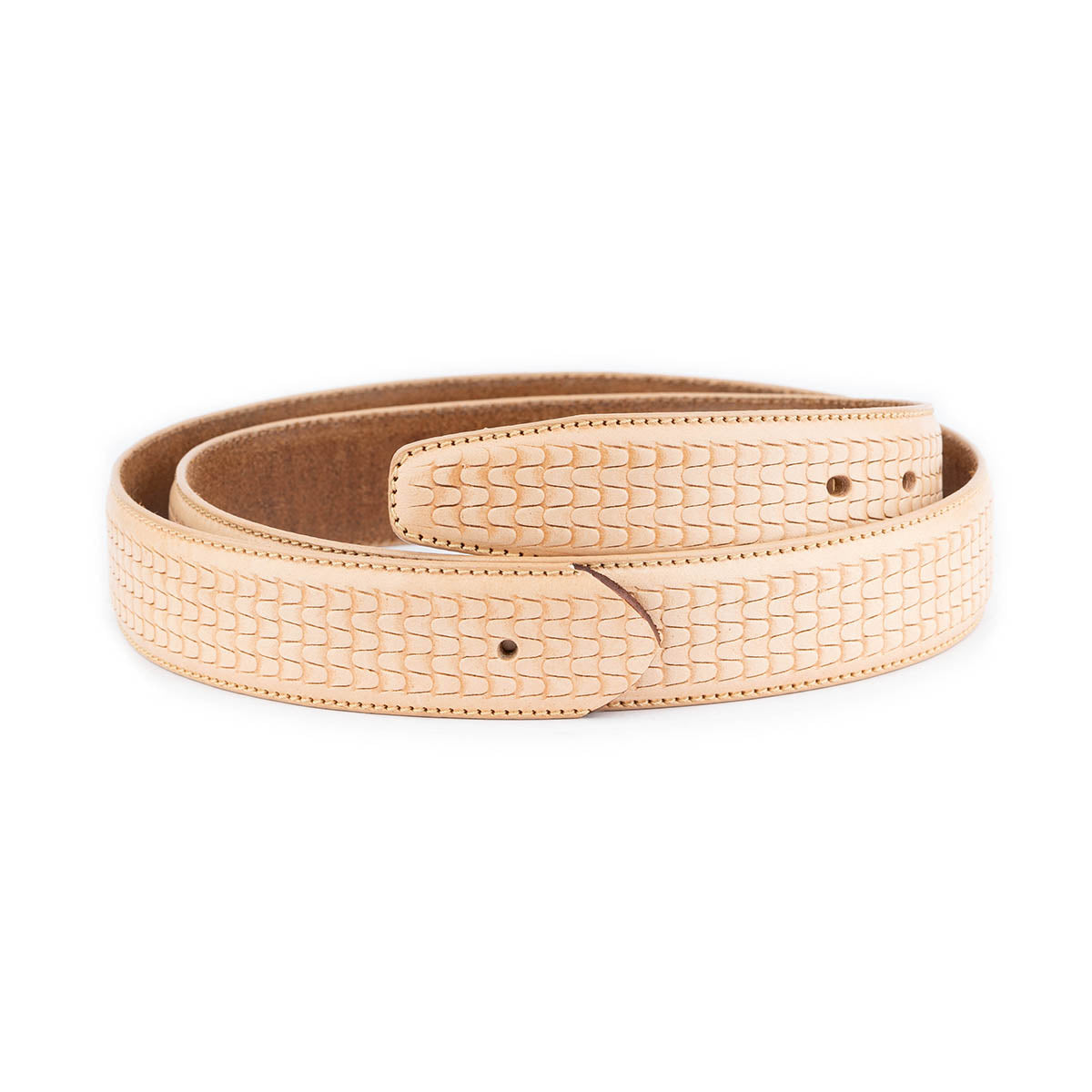 Womens Natural Beige Embossed Leather Belt Strap For Ferragamo Buckle Replacement