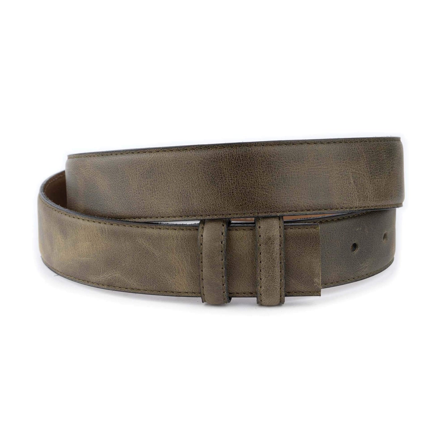 Olive Green Leather Belt Strap For Ferragamo Buckles