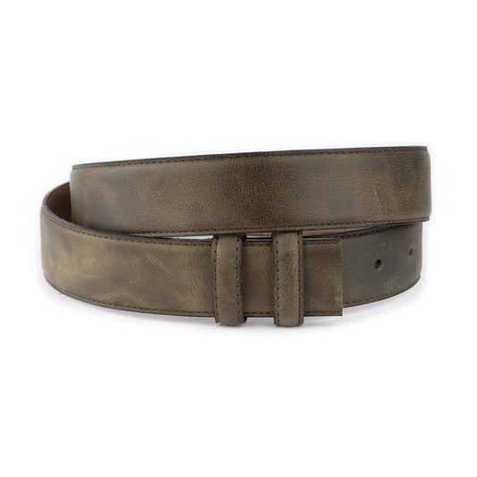 Olive Green Leather Belt Strap For Ferragamo Buckles