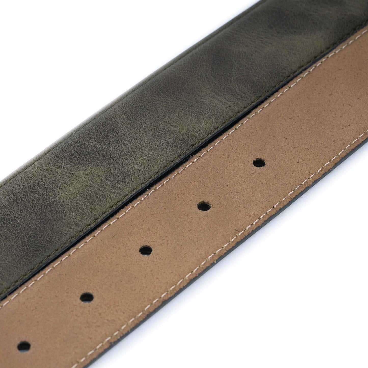 Olive Green Leather Belt Strap For Ferragamo Buckles