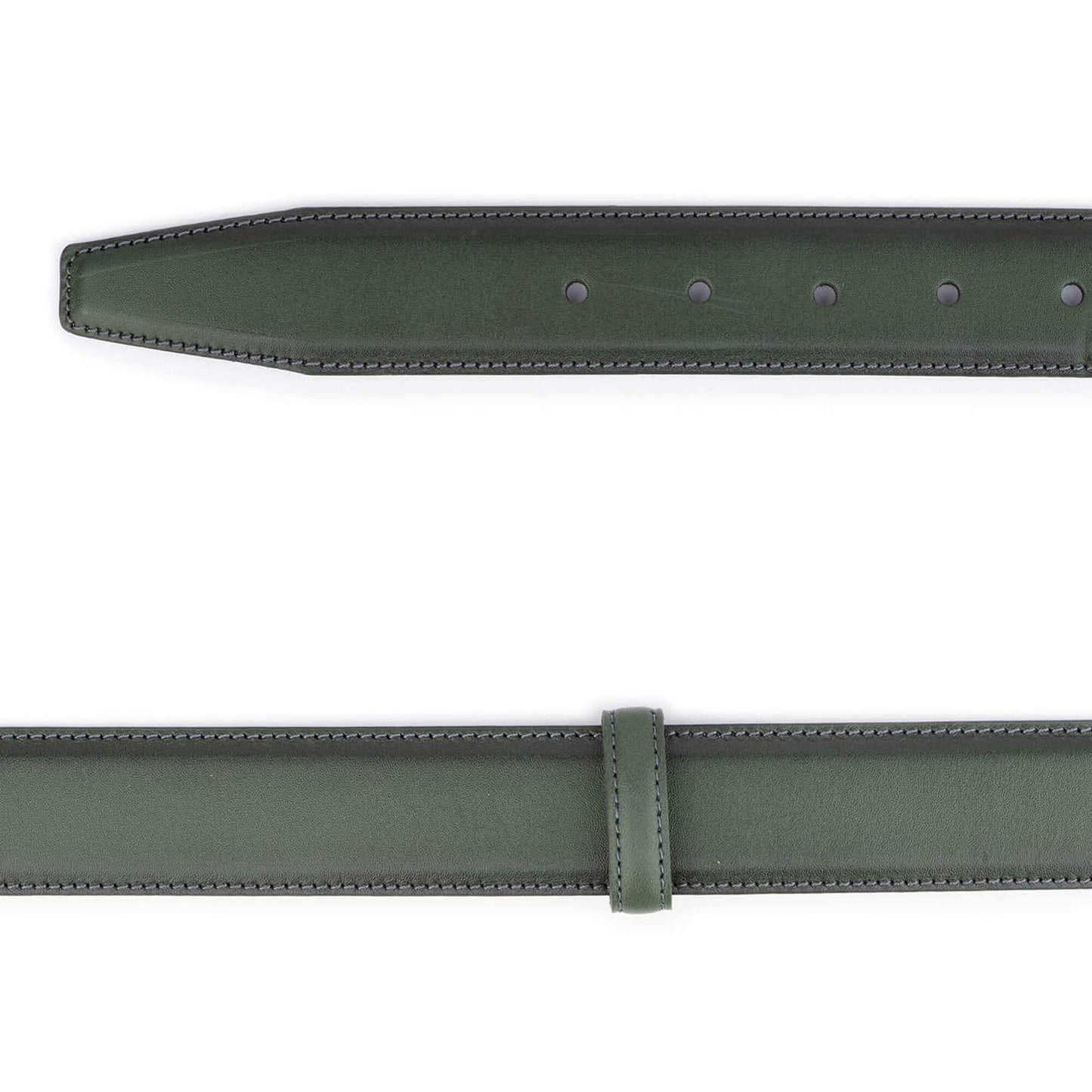 Womens Olive Green Leather Belt Strap with Premade Hole for Ferragamo Buckle Replacement