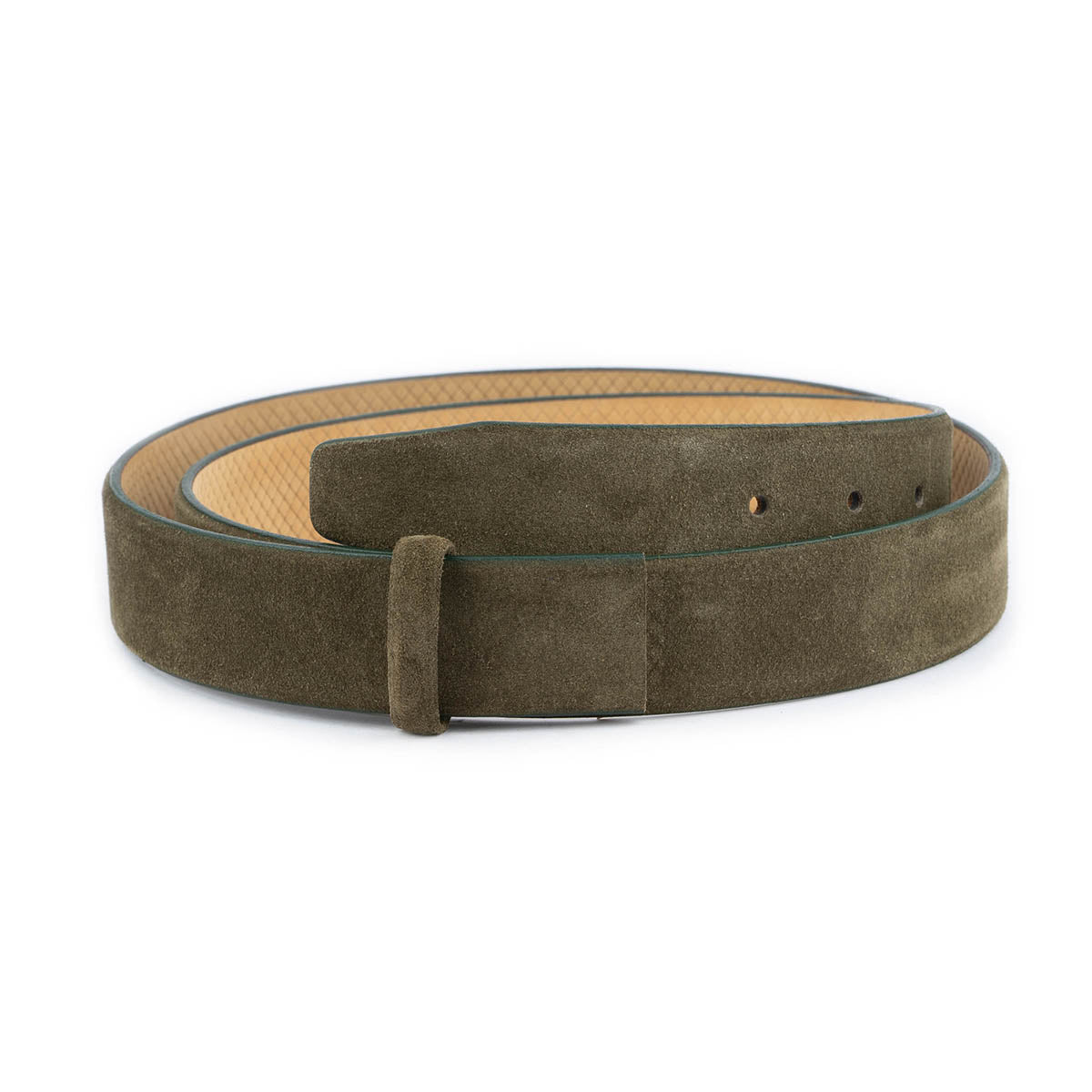 Olive Green Suede Belt Leather Strap For Ferragamo Womens Buckle Replacement