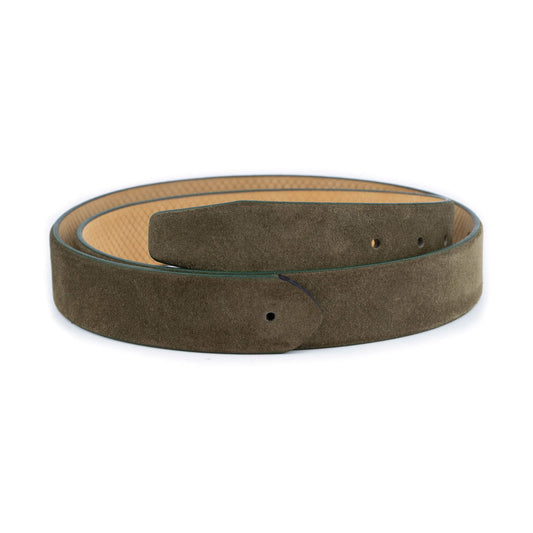 Olive Green Suede Leather Belt Strap Womens for Montblanc Buckle Replacement