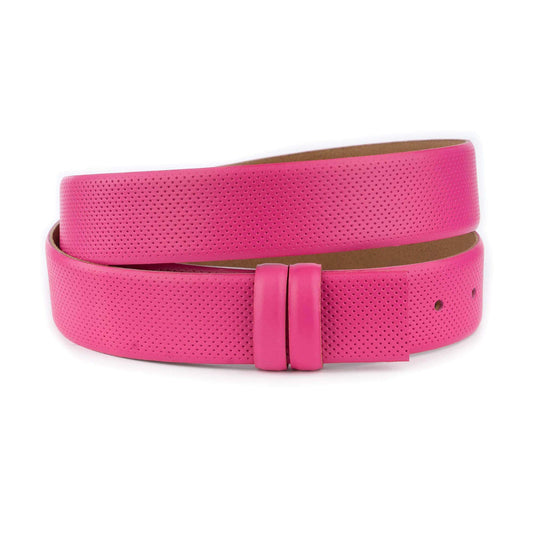 Pink Leather Womens Belt Strap Replacement Dotted Texture For Ferragamo Buckles