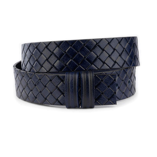 Rare Dark Blue Belt Strap For Designer Dunhill Buckles Woven Emboss