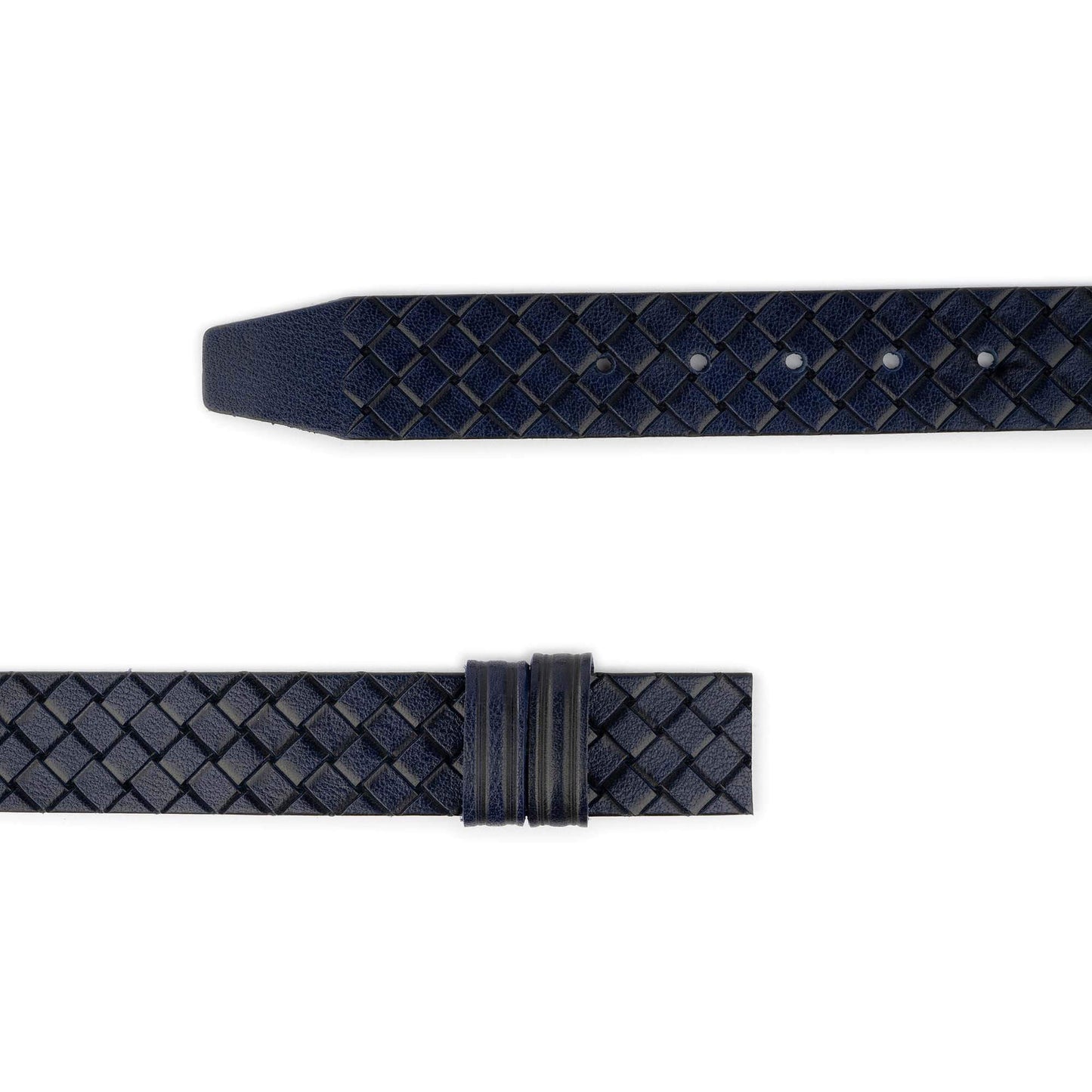 Rare Dark Blue Belt Strap For Designer Dunhill Buckles Woven Emboss