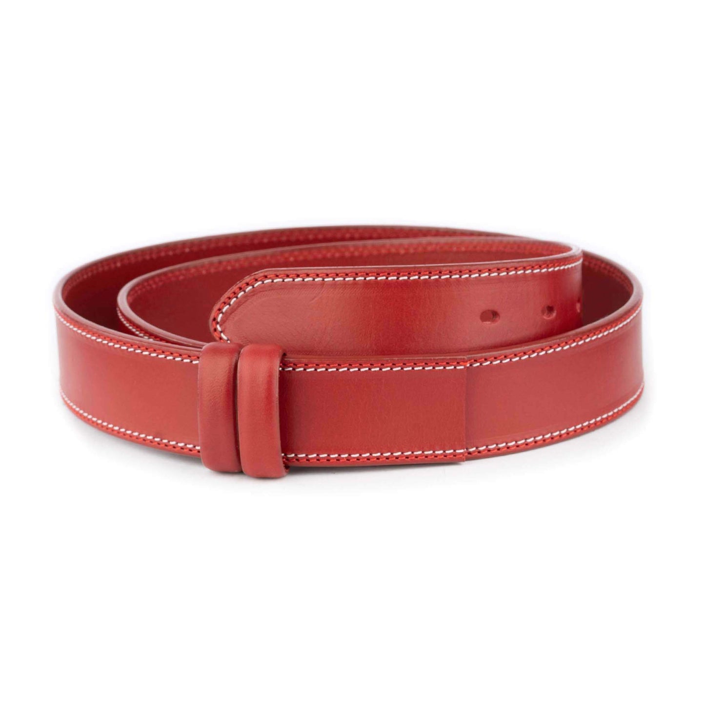 Red Leather Belt Replacement Strap For Montblanc Buckles Adjustable 4.0 Cm