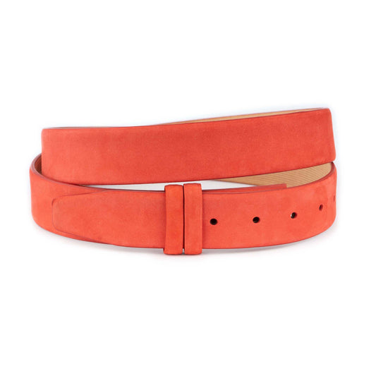 Red Soft Nubuck Leather Belt Strap For Dunhill Buckles