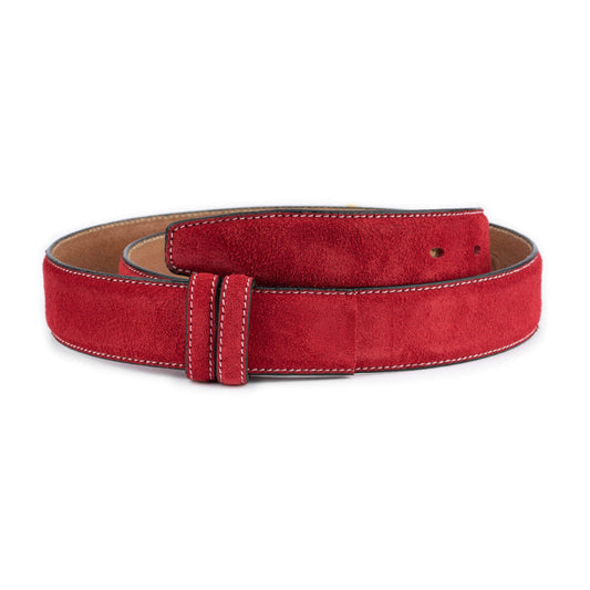 Red Belt Strap Suede Leather For Dunhill Womens Buckle Replacement