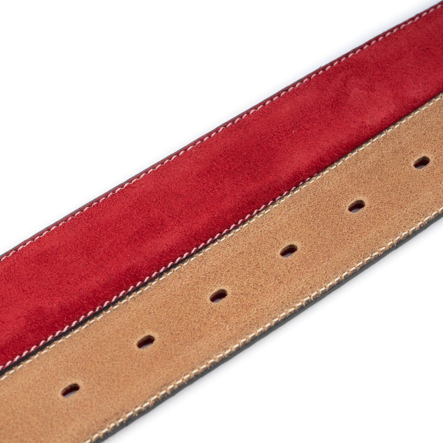 Red Belt Strap Suede Leather For Ferragamo Womens Buckle Replacement