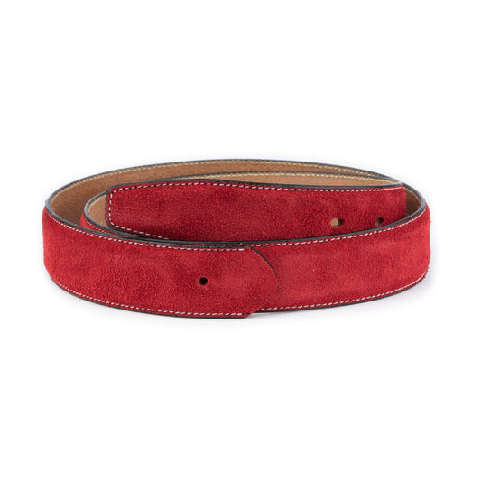 Red Suede Leather Belt Strap Womens for Cartier Buckle Replacement