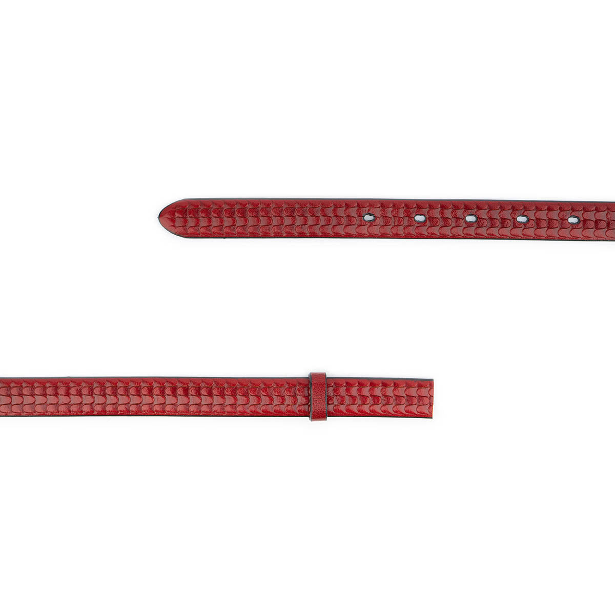 Red Thin Womens Belt Strap For Cartier Buckle Replacement Embossed Leather