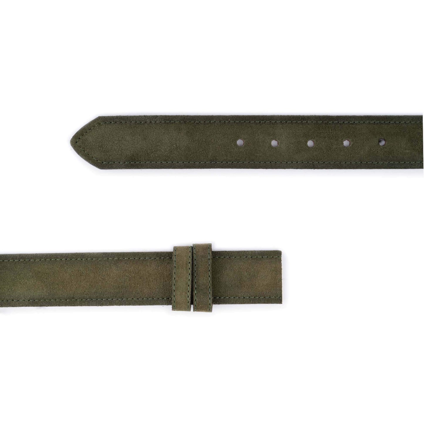 Replacement Belt Strap For Montblanc Buckled Olive Green Suede Leather 3.8 Cm