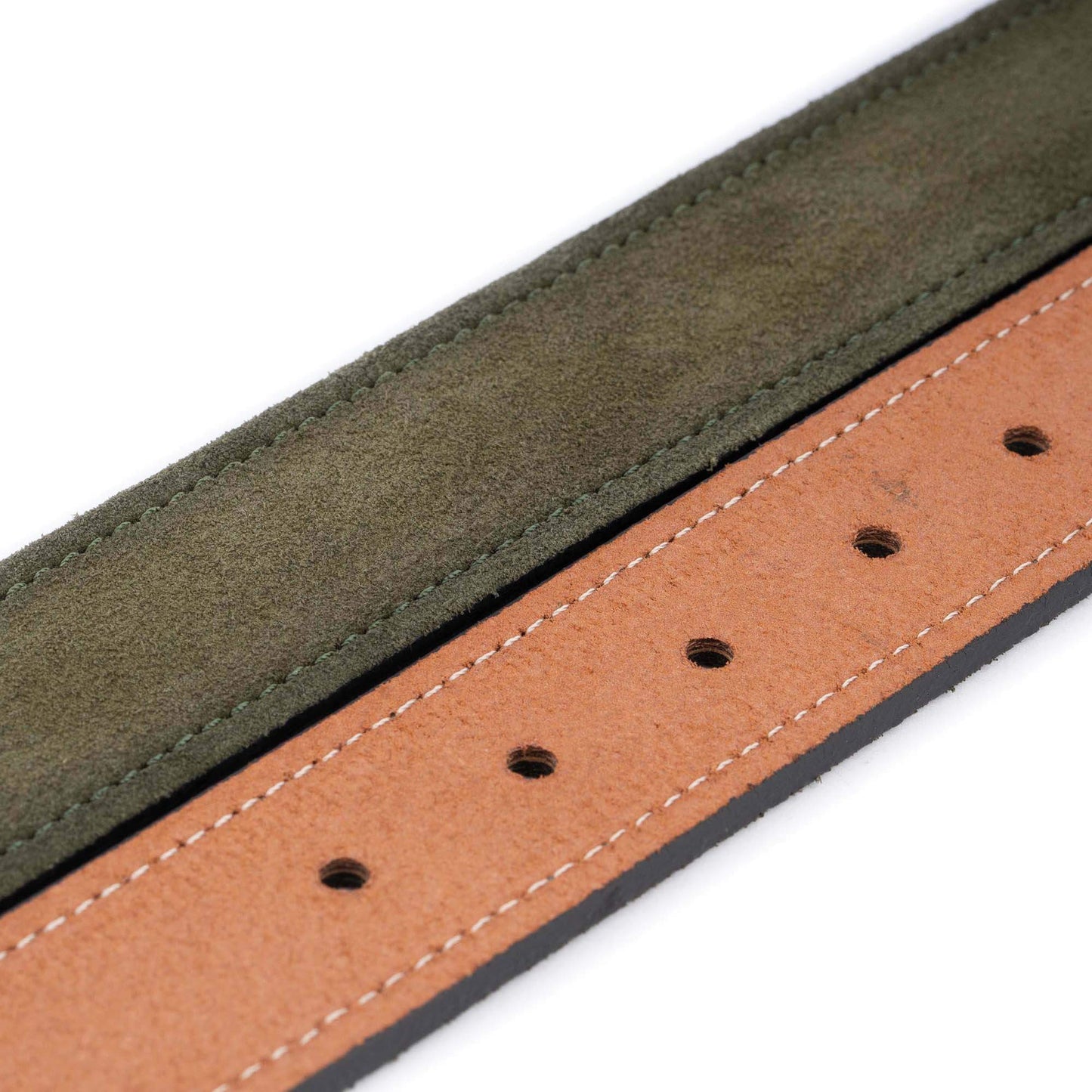 Replacement Belt Strap For Montblanc Buckled Olive Green Suede Leather 3.8 Cm