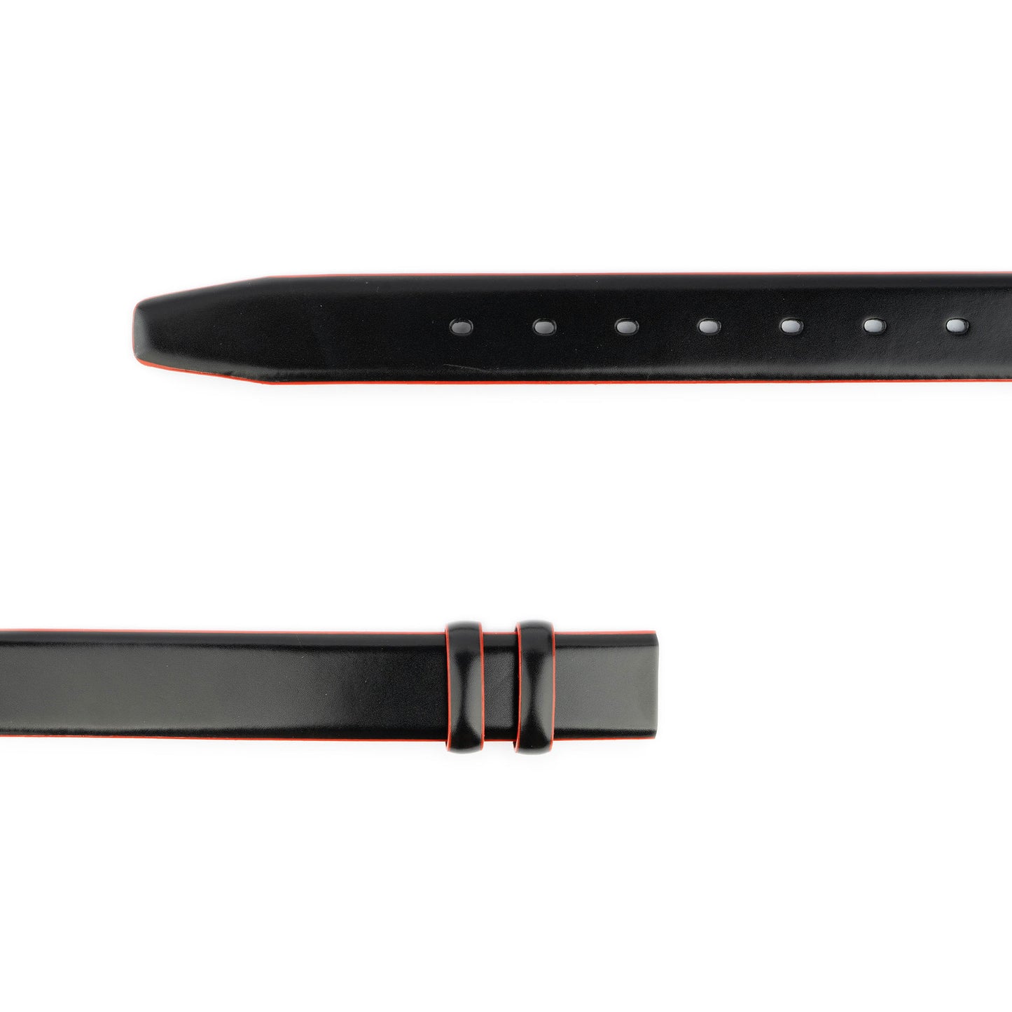 Replacement Leather Strap For Belt Black With Red Edges For Ferragamo Buckles