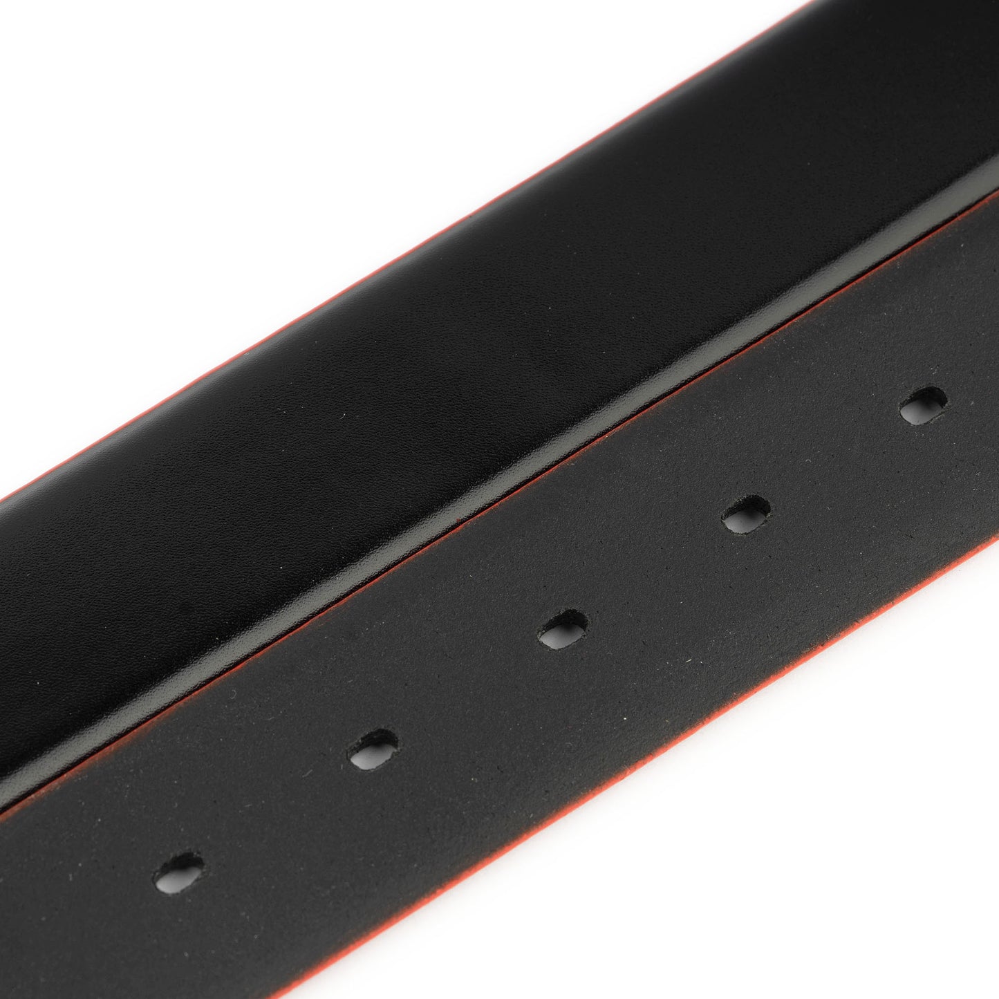 Replacement Leather Strap For Belt Black With Red Edges For Ferragamo Buckles
