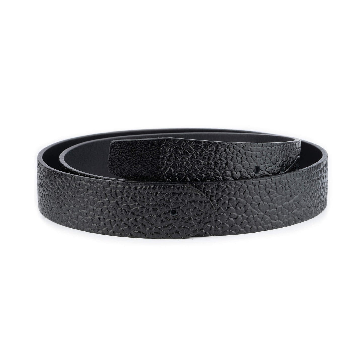 Mens Belt Strap Black Pebble Calf Leather for Ferragamo Buckle Replacement