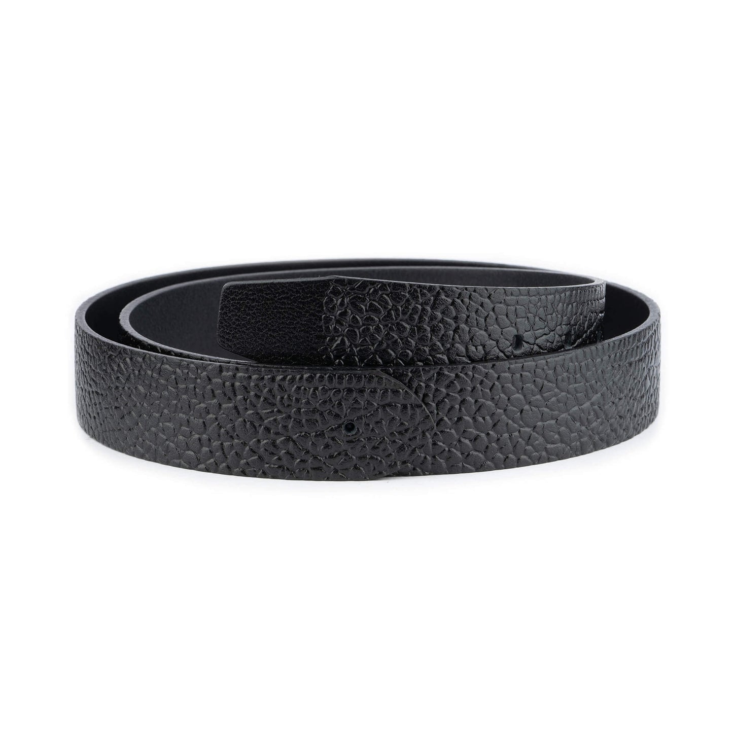 Mens Belt Strap Black Pebble Calf Leather for Cartier Buckle Replacement