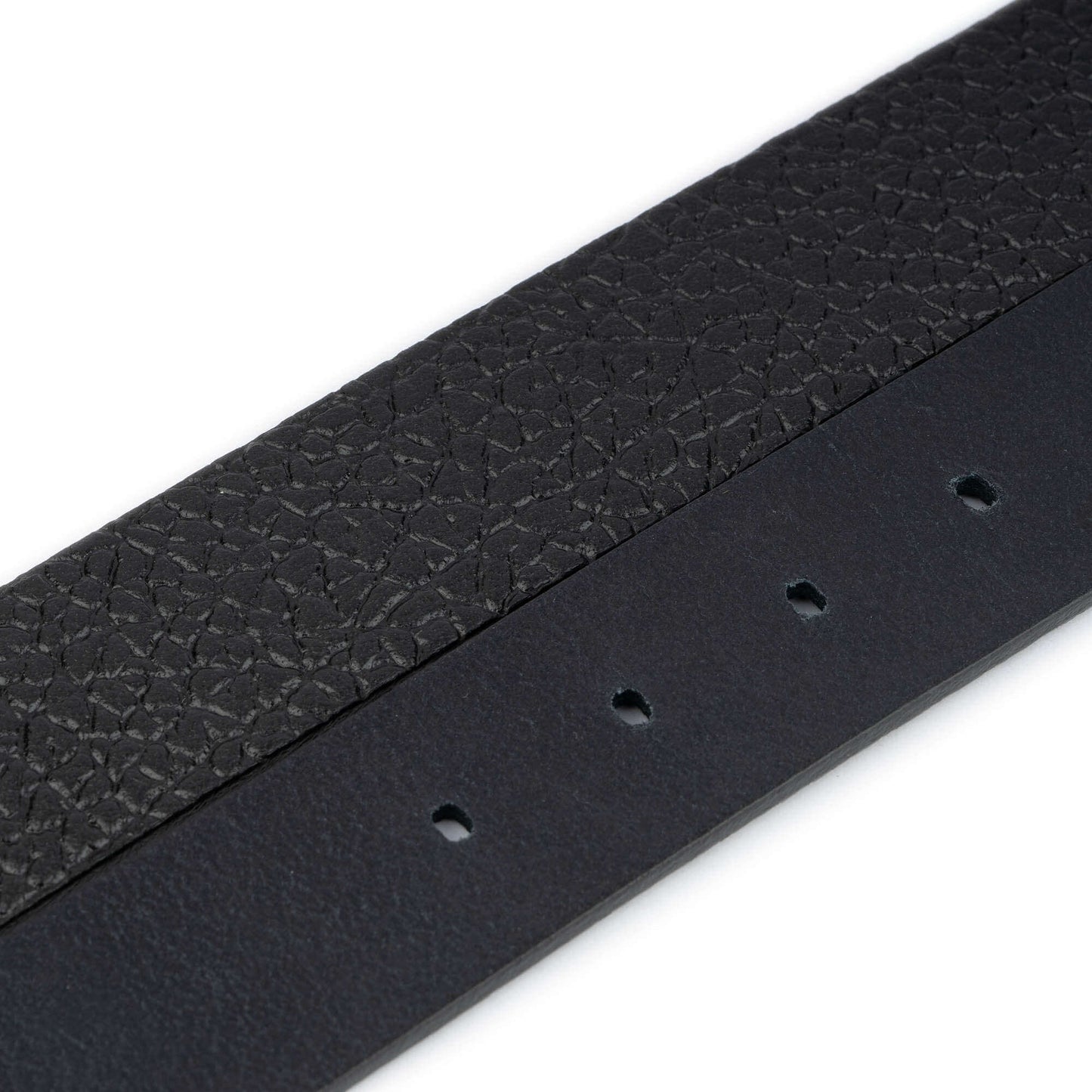 Mens Belt Strap Black Pebble Calf Leather for Ferragamo Buckle Replacement