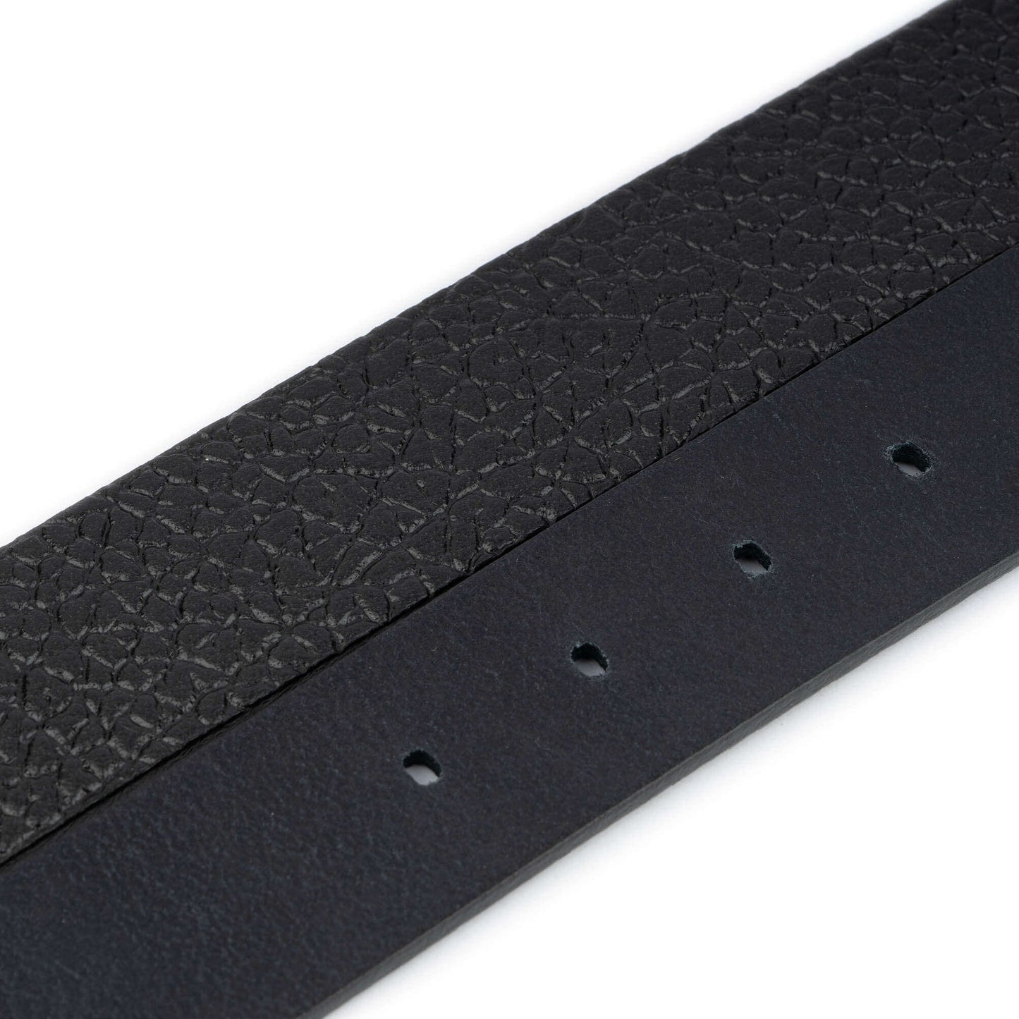 Mens Belt Strap Black Pebble Calf Leather for Dunhill Buckle Replacement