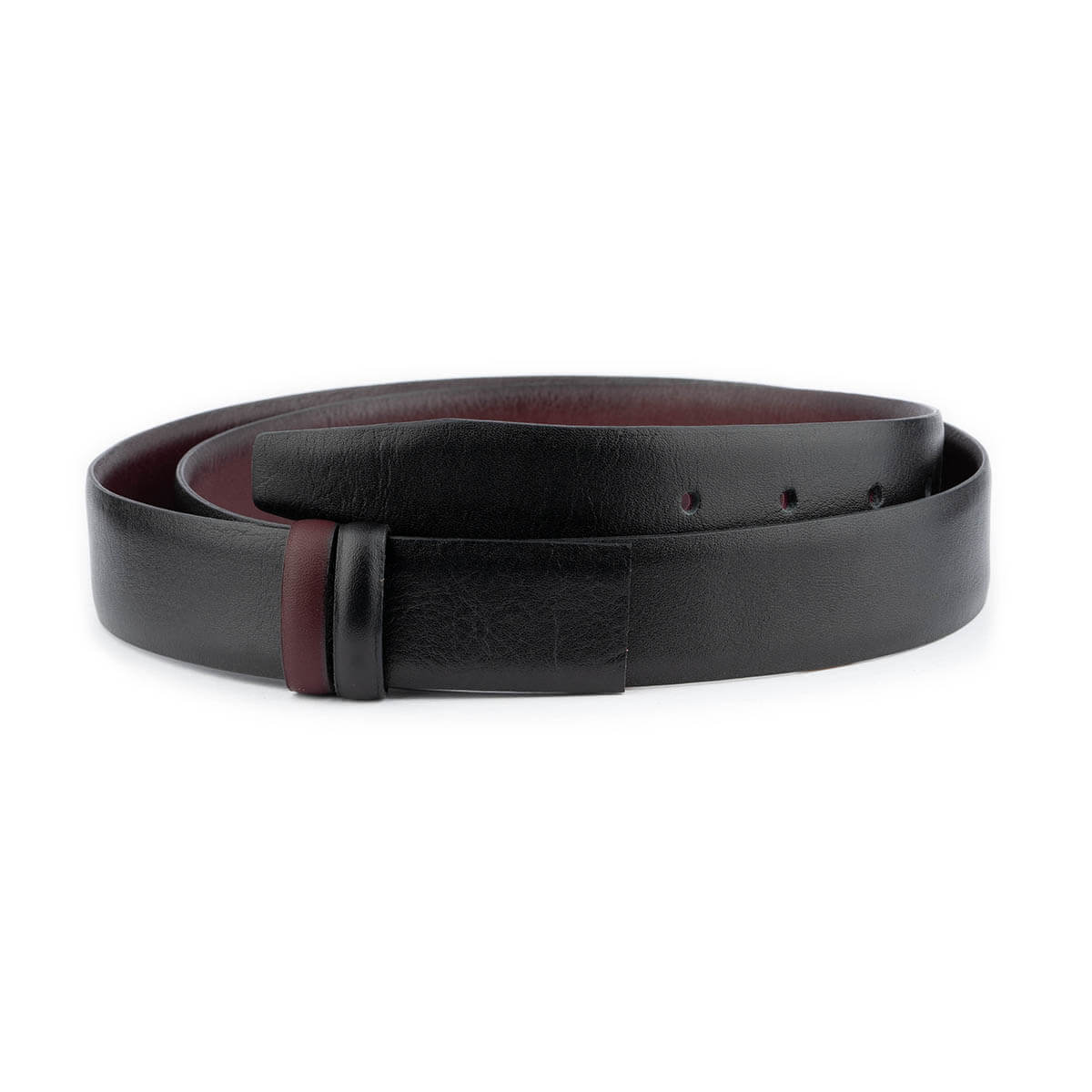 Reversible Black Burgundy Belt Leather Strap For Ferragamo Womens Buckle