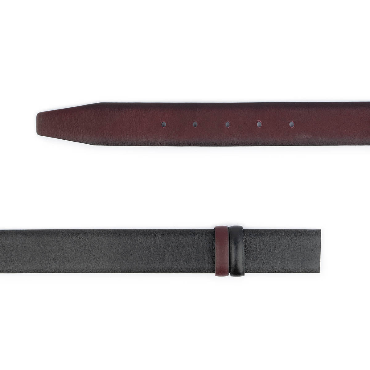 Reversible Black Burgundy Belt Leather Strap For Dunhill Womens Buckle