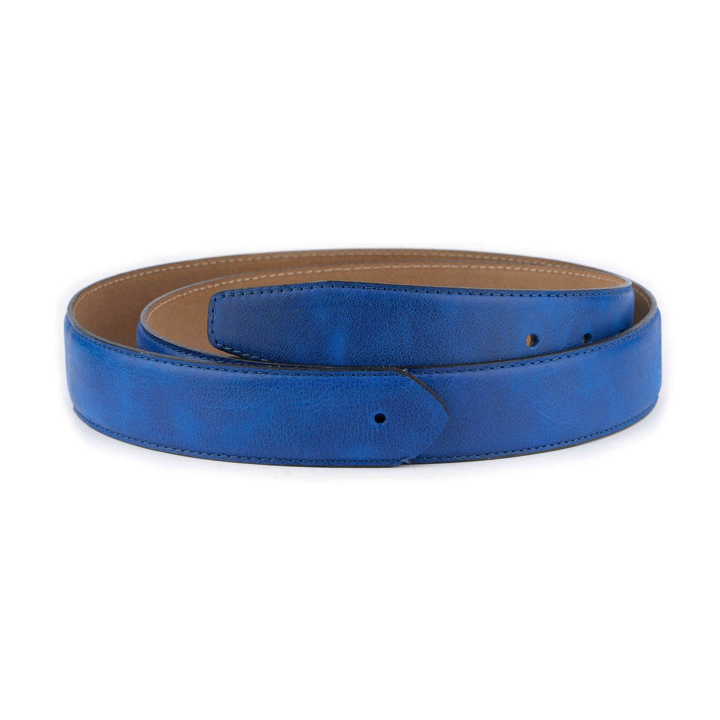 Royal Blue Mens Belt Strap Leather With Premade Hole For Montblanc Buckle Replacement