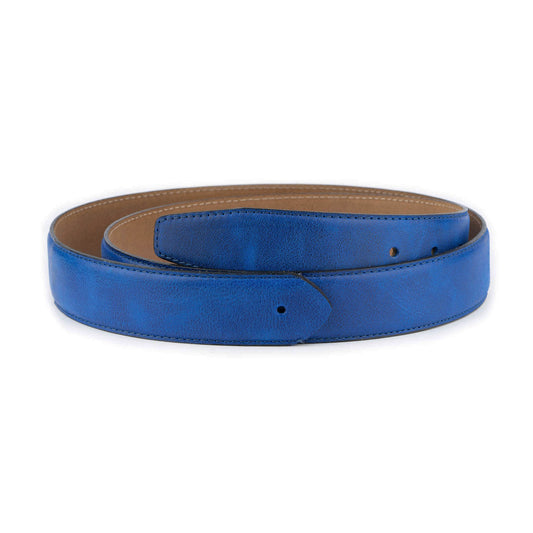 Royal Blue Mens Belt Strap Leather With Premade Hole For Dunhill Buckle Replacement
