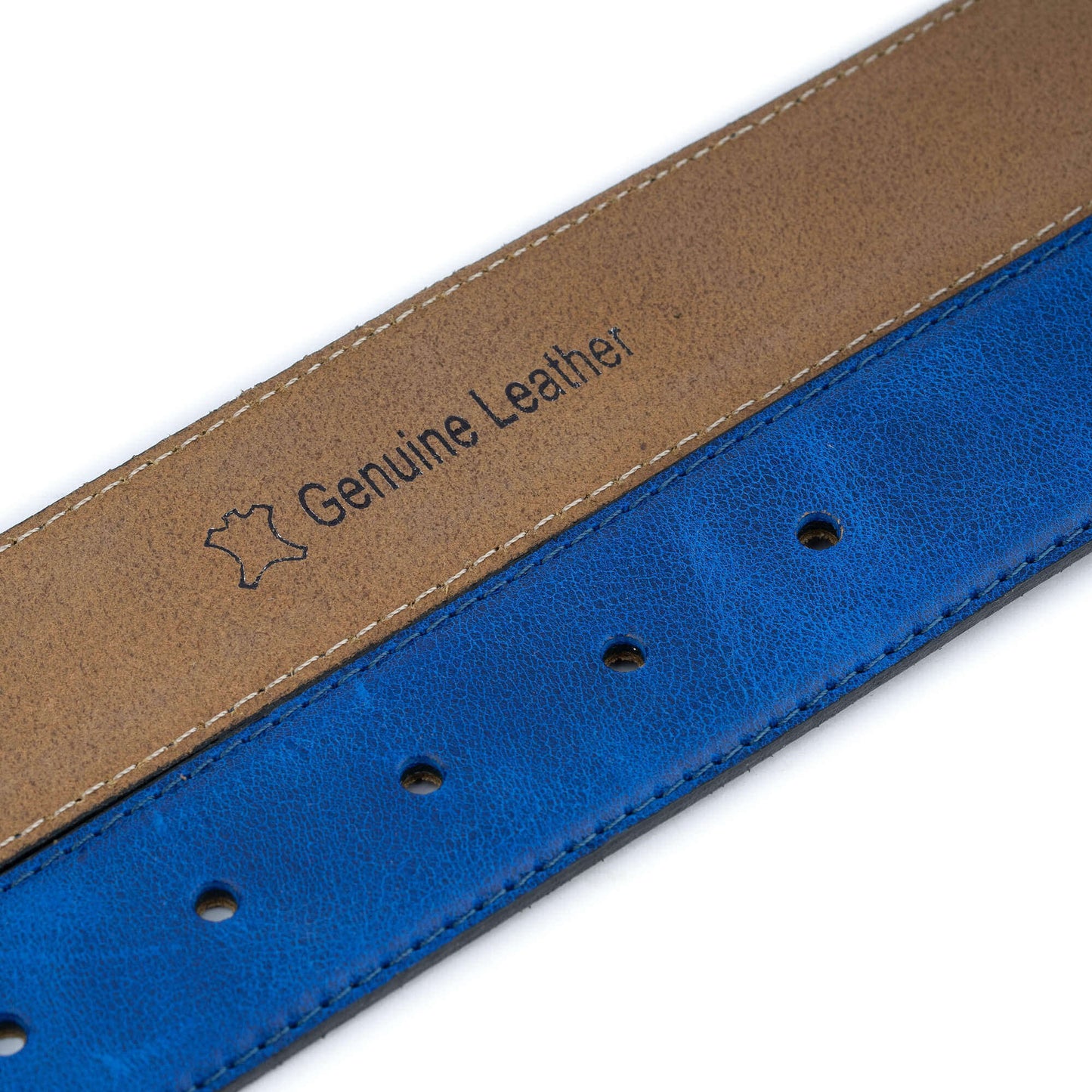 Royal Blue Mens Belt Strap Leather With Premade Hole For Montblanc Buckle Replacement