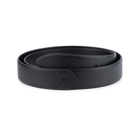 Mens Saffiano Leather Belt Strap Black For Dunhill Buckle Replacement