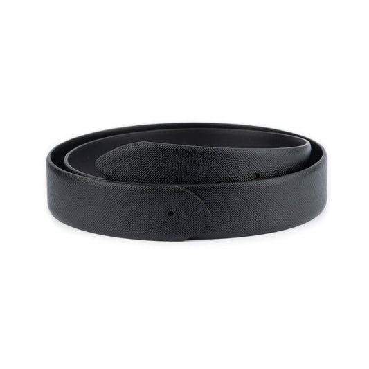 Mens Saffiano Leather Belt Strap Black For Montblanc Buckle Replacement