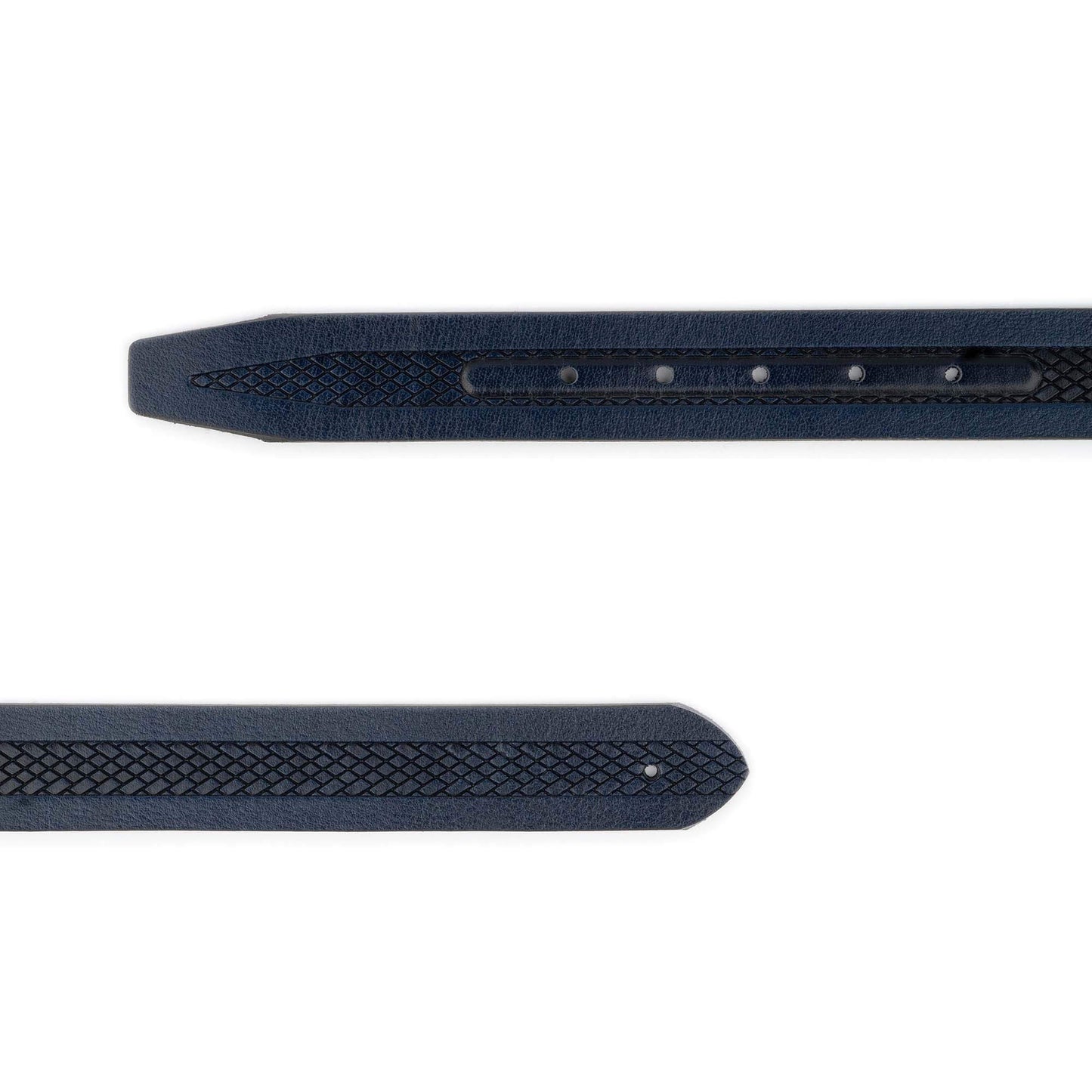 Stylish Dark Blue Belt Strap Laser Cut Leather For Dunhill Buckles