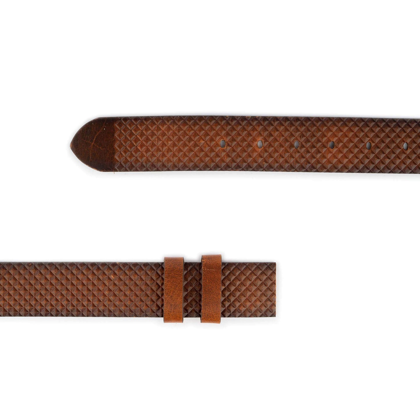 Tan Brown Belt Buckle Strap Square Embossed Leather For Cartier Buckles
