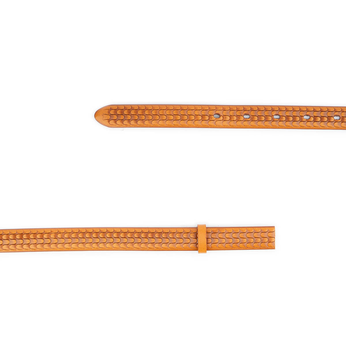 Tan Embossed Leather Thin Belt Strap For Dunhill Buckle Womens Replacement