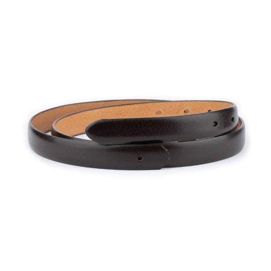 Womens Thin Dark Brown Leather Belt Strap For Dunhill Buckle Replacement