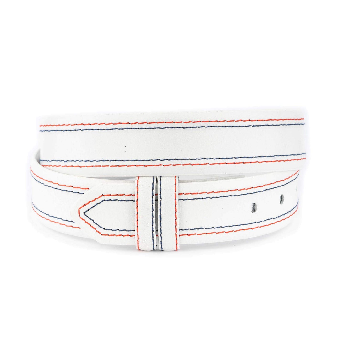 White Belt Strap For Deisgner Montblanc Buckles Blue Red Stitching 3.8 Cm