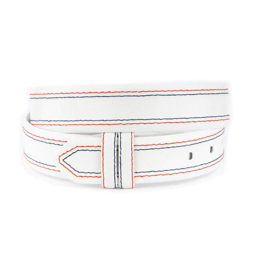 White Belt Strap For Deisgner Dunhill Buckles Blue Red Stitching 3.8 Cm