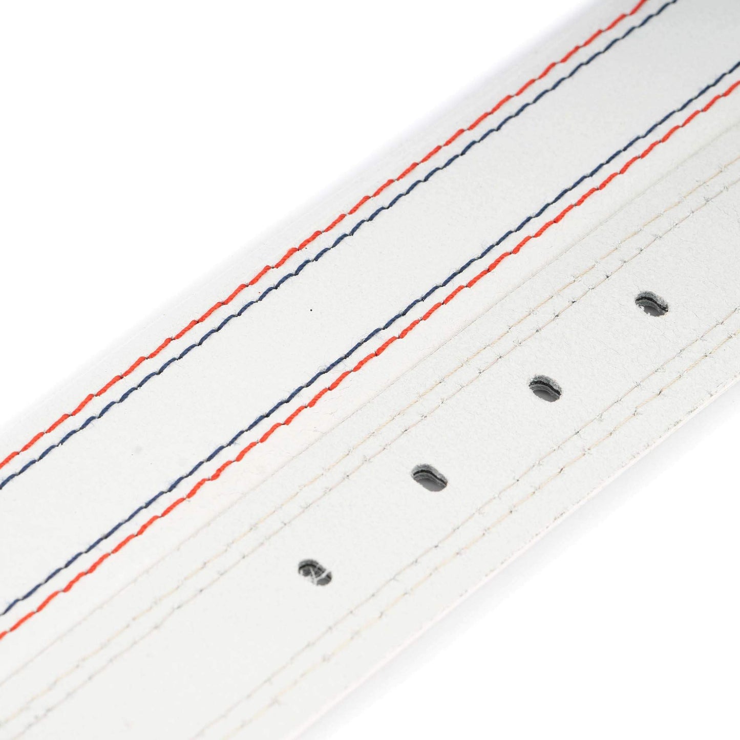 White Belt Strap For Deisgner Montblanc Buckles Blue Red Stitching 3.8 Cm