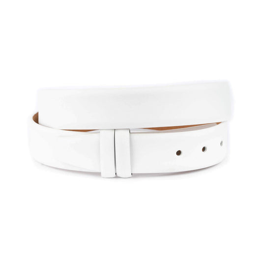 White Belt Strap For Cartier Buckles Replacement Genuine Leather 1 3/8 Inch