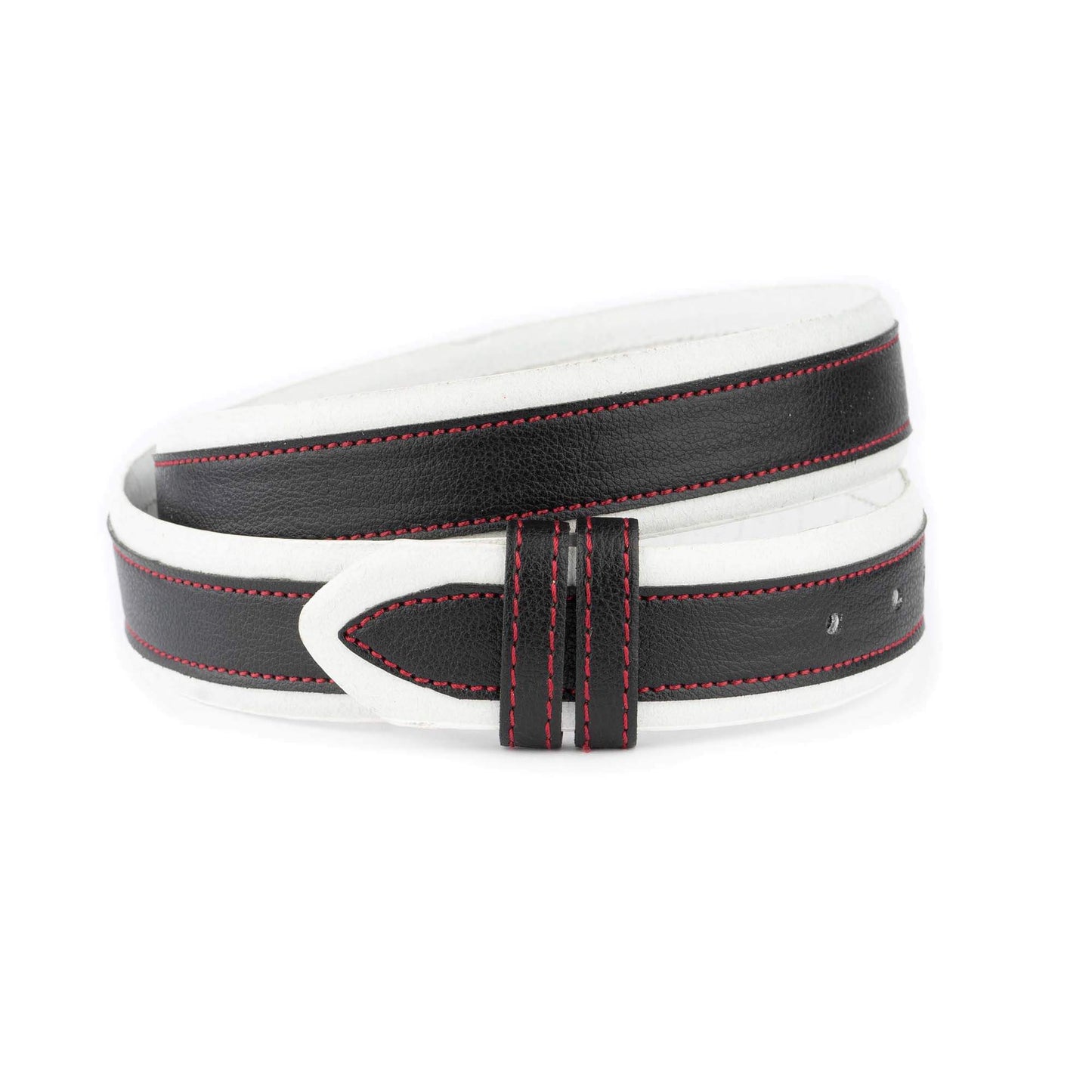 White Men Belt Strap For Ferragamo Buckles With Black Strip 3.8 Cm