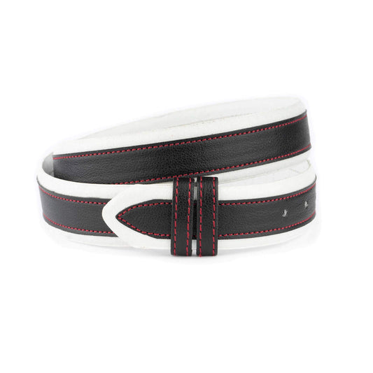 White Men Belt Strap For Montblanc Buckles With Black Strip 3.8 Cm