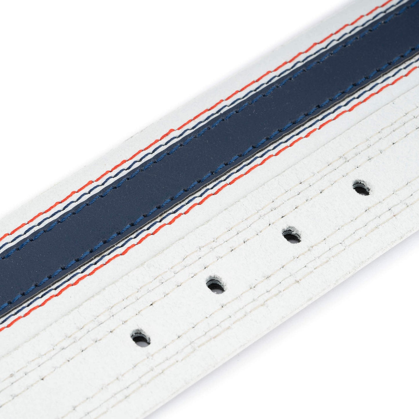 White Blue Striped Leather Belt Strap For Dunhill Mens Buckle Replacement