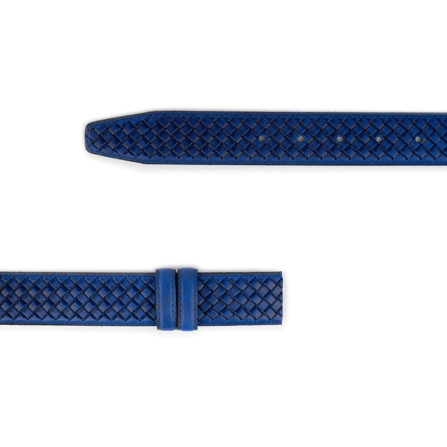 Blue Woven Embossed Belt Strap For Designer Ferragamo Buckles Real Leather