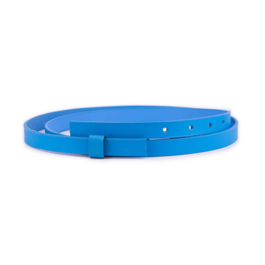 1.5 cm Azure Blue Belt Strap Replacement For Loewe Buckles Womens Real Leather