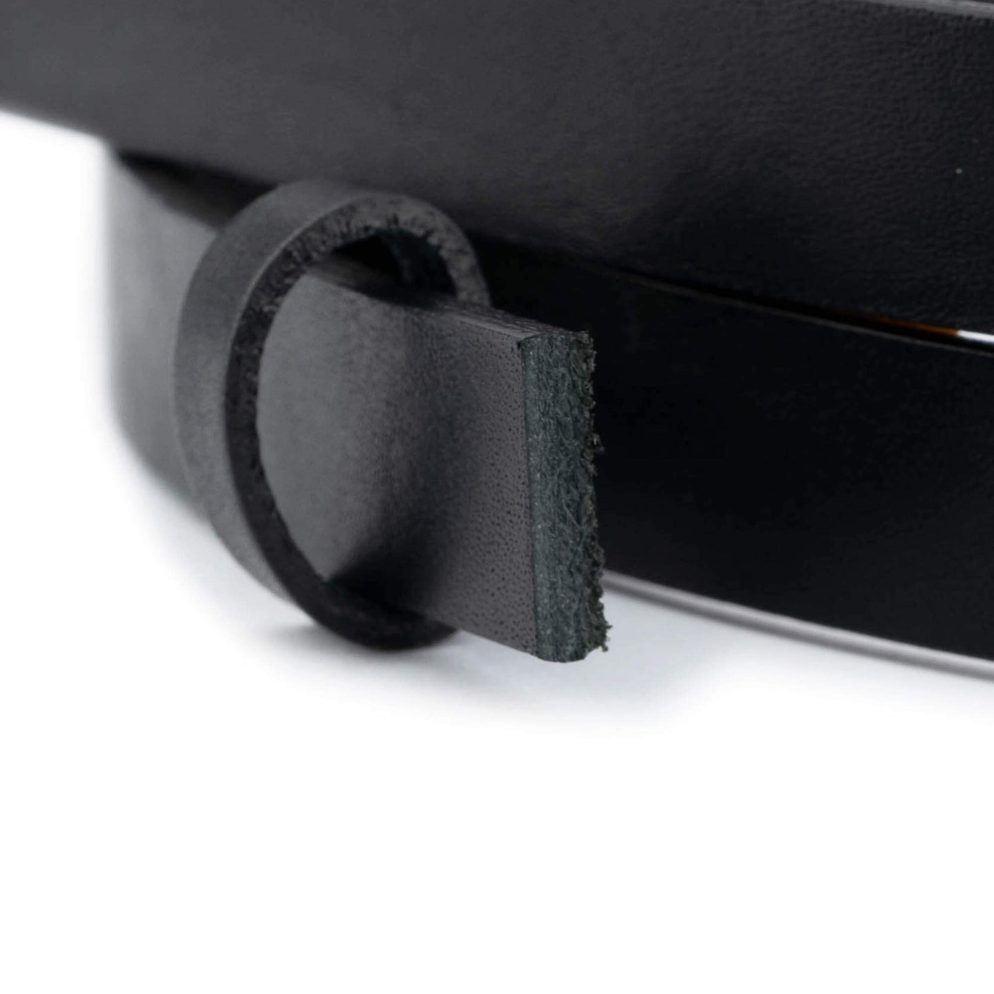 1.5 cm Black Full Grain Leather Strap For Loewe Buckles Womens Replacement