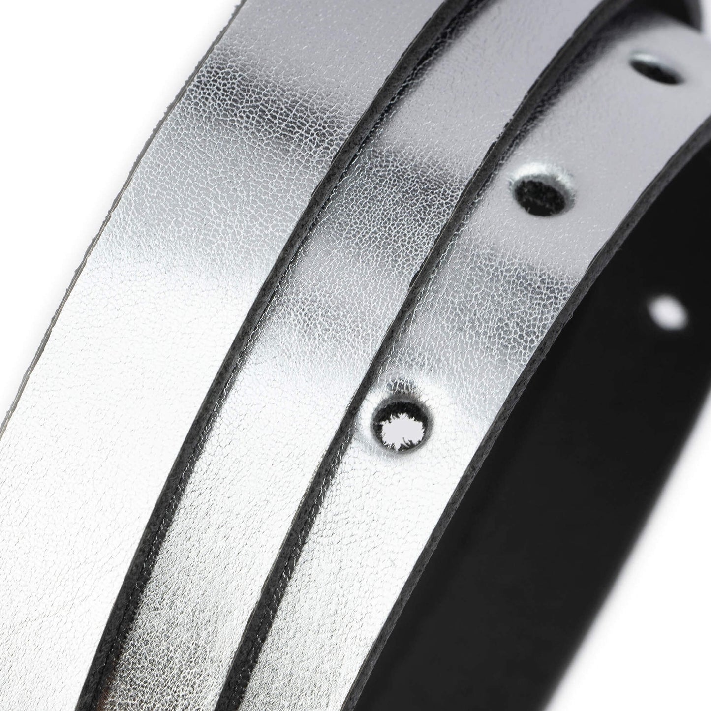 1.5 cm Silver Leather Belt Strap For YSL Buckles Womens Replacement