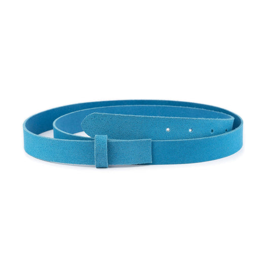 2.5 cm Azure Blue Suede Leather Belt Strap For Dunhill Buckles Womens Replacement