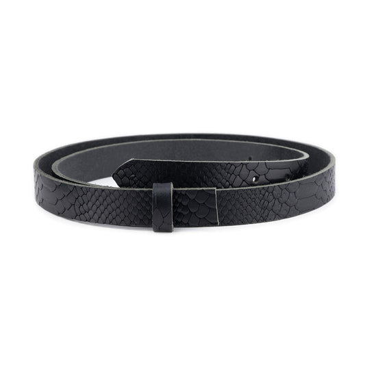 2.5 cm Black Snake Embossed Leather Belt Strap For Ferragamo Buckles Replacement