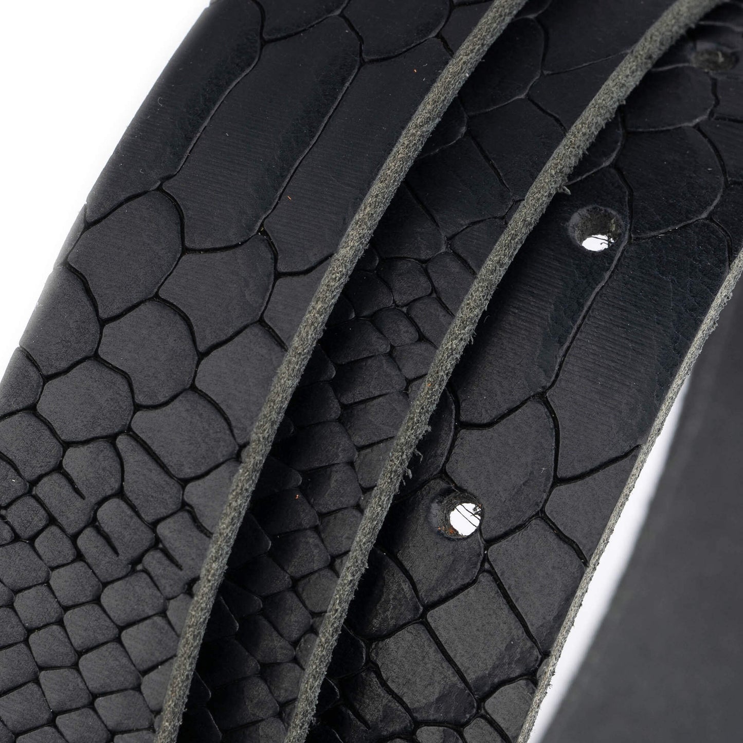 2.5 cm Black Snake Embossed Leather Belt Strap For Versace Buckles Replacement