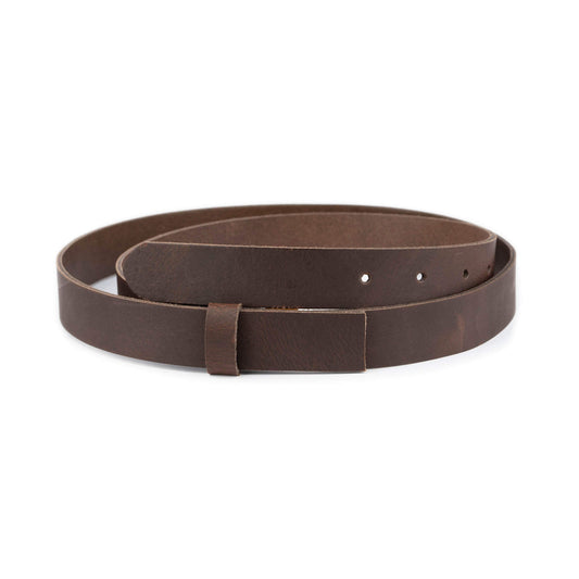 2.5 cm Coffee Brown Leather Belt Strap For Ferragamo Buckles Replacement